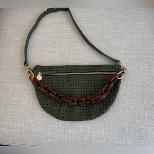 Clare V. Grande Fanny with shortie strap in tortoise resin